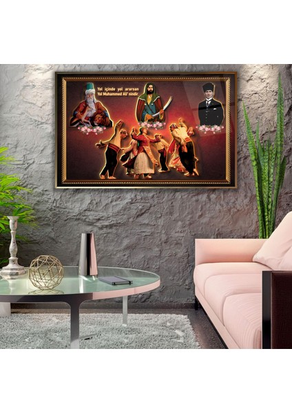 Metal Çerçeveli Hz. Ali Cam Tablo
