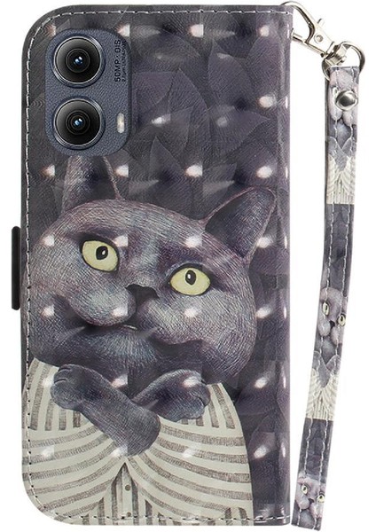 Motorola Moto G04S Kordon Cüzdan Manyetik Için 3D Boyalı Koruyucu Kılıf (Yurt Dışından)