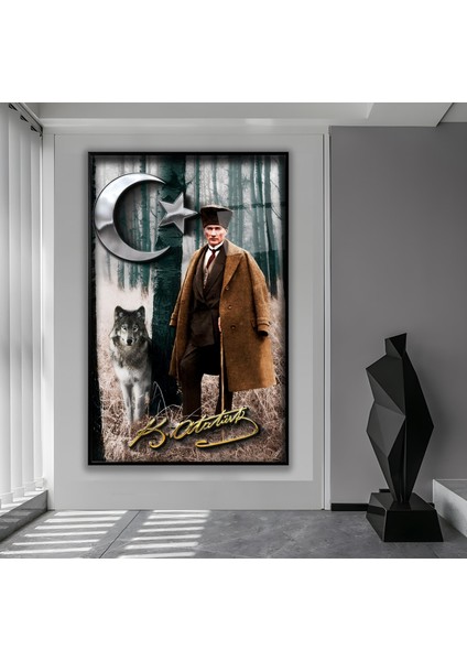 Metal Çerçeveli Atatürk Cam Tablo