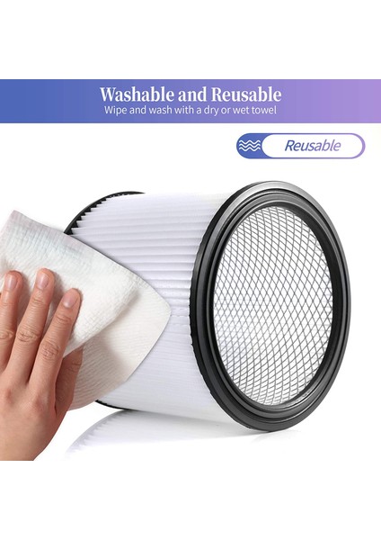 90304 Filtro A Cartuccia HEPA Di Ricambio, Compatibile Con Shop-Vac Shop Vac 90304, 90350, 90333, 903-04-00, 9030400, 90585, Confronta Con Il Filtro Shop Vac Tipo U (2 Filtri 2 Filtri In Schiuma - Foto 3