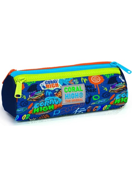 Kids Saks Mavi Grafiti Desenli 5'li Okul Çanta Seti 5SET23767