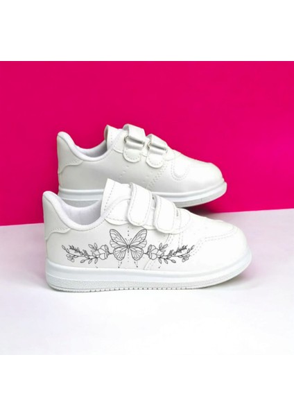 Kelebek Baskılı Kız Çocuk Okul Ayakkabısı Sneaker