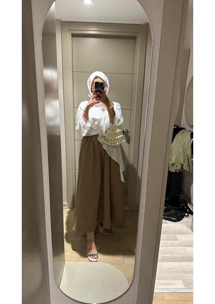 Camel Gabardin Etek modelleri