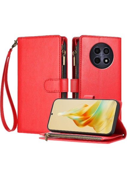 Realme 12 5g Için Kılıf Cüzdan Fermuar Pu Deri Çanta Kapak Folio Flip (Yurt Dışından)