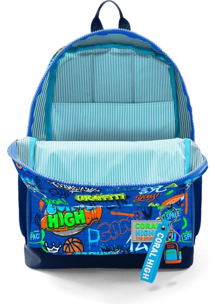 Kids Saks Mavi Grafiti Desenli 3’lü Okul Çanta Seti 3SET23767 indirimleri