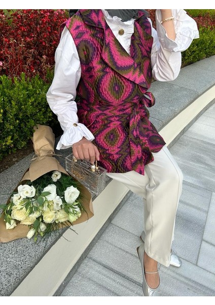 Colorful Ipek Kapitone Yelek Pembe modelleri
