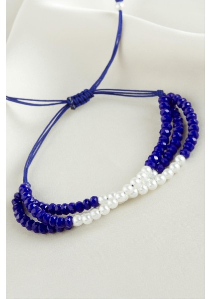 Incili Üçlü Kristal Bileklik