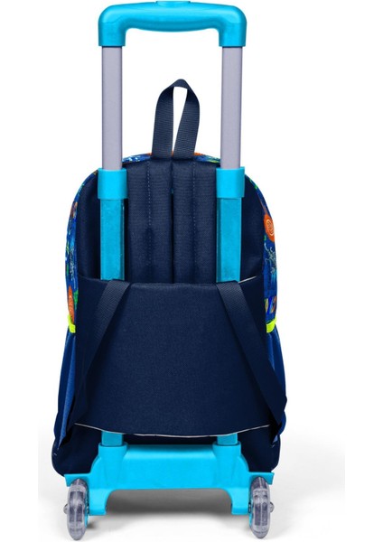 Kids Saks Mavi Grafiti Desenli Üç Bölmeli Çekçekli Okul 3'lü Çanta Seti 3SET23967 indirimleri