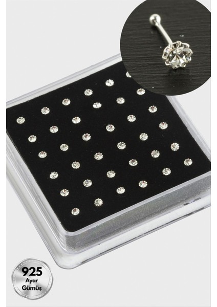 3 mm Tek Taşlı Gümüş Hızma 36 Adet