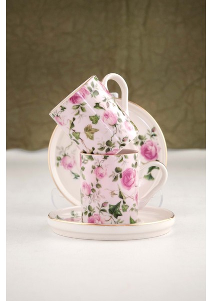 Pink Ivy Gold 2 Kişilik Kahve Fincan Takımı