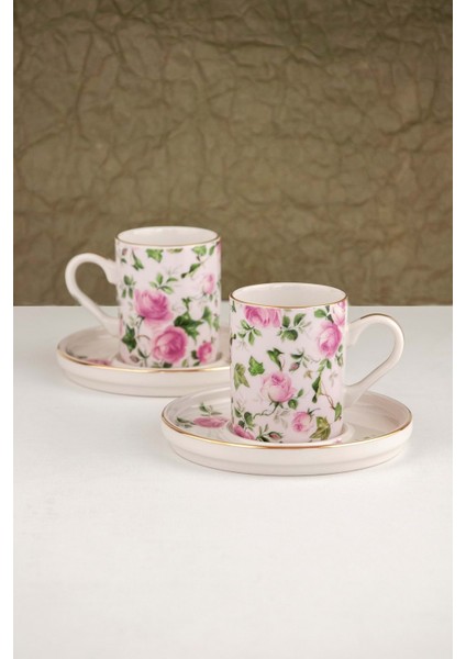 Pink Ivy Gold 2 Kişilik Kahve Fincan Takımı
