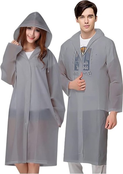 1 Adet 1.kalite Gri Yağmurluk Vıp Unısex Raın Coat Şapkalı Çıtçıtlı Yağmurluk Gri Outdoor Yağmurluk