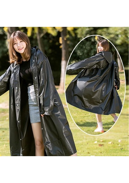 1 Adet 1.kalite Siyah Yağmurluk Vıp Unısex Raın Coat Şapkalı Çıtçıtlı Yağmurluk Outdoor Yağmurluk fiyatları