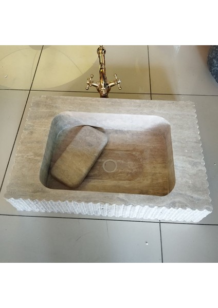 Traverten Gizli Giderli Lüks Lavabo