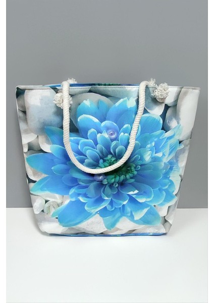 Çiçek Desenli Plaj Çantası