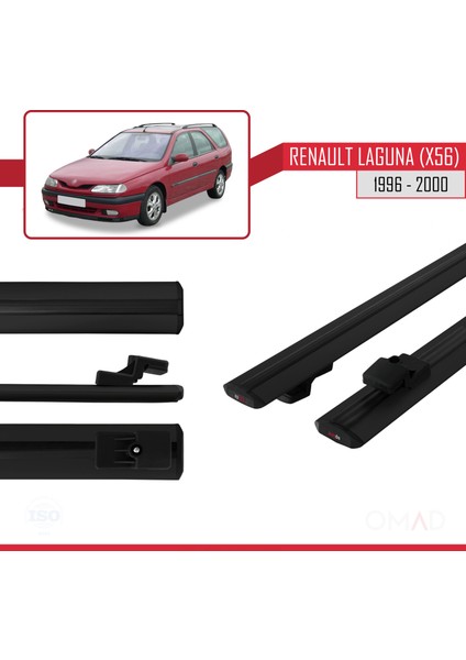 Renault Laguna (X56) Sw 1996-2000 Arası ile Uyumlu Basıc Model Universal Ara Atkı Tavan Barı Siyah 2 Adet modelleri