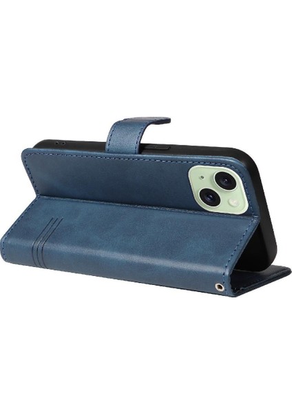 Kredi Kartı Yuvası Preslenmiş Pu Deri Kılıf ile IPhone 15 Artı Için Filp Durumda (Yurt Dışından)