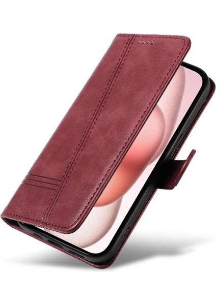 IPhone 15 Için Filp Durumda Ayrılabilir Siyah Bilezik Preslenmiş Pu Deri ile (Yurt Dışından)