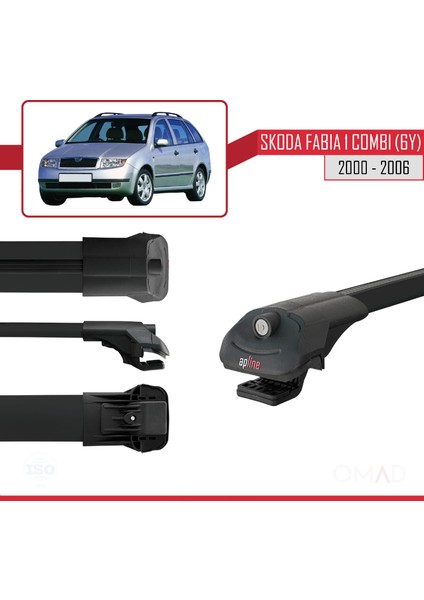 Skoda Fabia 1 Combi (6y) 2000-2006 Arası ile Uyumlu Ace-1 Ara Atkı Tavan Barı Siyah 3 Adet