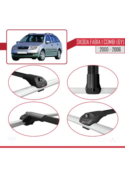 Skoda Fabia 1 Combi (6y) 2000-2006 Arası ile Uyumlu Ace-1 Ara Atkı Tavan Barı Siyah 3 Adet