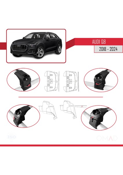 Audi Q8 (F1) 2018 ve Sonrası ile Uyumlu Ace-2 Ara Atkı Tavan Barı Gri fırsatları