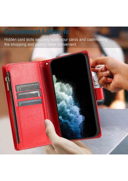 IPhone 16 Için Kılıf Pro Max Çanta Kapak Folio Kapak Kart Yuvaları Pu Deri (Yurt Dışından)