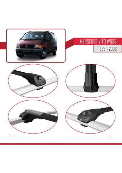 Mercedes Vito (W638) 1996-2003 Arası ile Uyumlu Ace-1 Ara Atkı Tavan Barı Siyah fırsatları