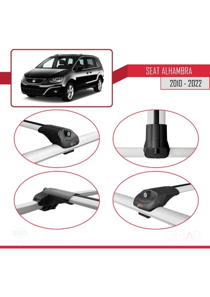 Seat Alhambra 2010-2022 Arası ile Uyumlu Ace-1 Ara Atkı Tavan Barı Gri