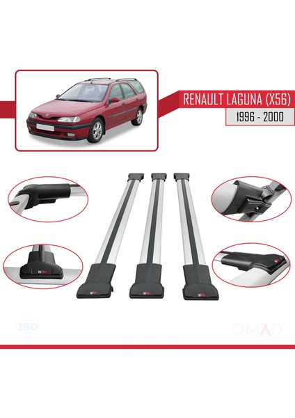 Renault Laguna (X56) Sw 1996-2000 Arası ile Uyumlu Fly Model Ara Atkı Tavan Barı Gri 3 Adet fırsatları