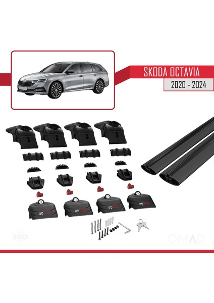Skoda Octavia (Nx) 2020 ve Sonrası ile Uyumlu Ace-2 Ara Atkı Tavan Barı Siyah