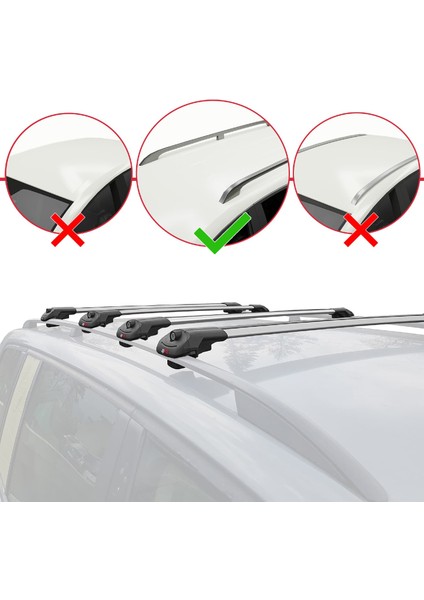 Citroen Dispatch 2019 ve Sonrası ile Uyumlu Ace-1 Ara Atkı Tavan Barı Gri 4 Adet Bar