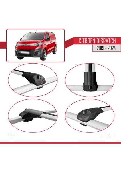 Citroen Dispatch 2019 ve Sonrası ile Uyumlu Ace-1 Ara Atkı Tavan Barı Gri 4 Adet Bar