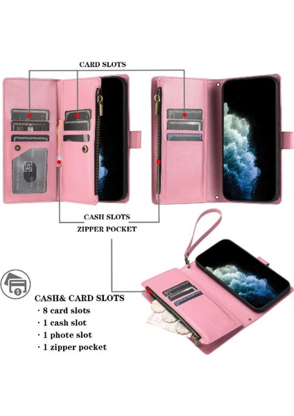 Onur X7B Çanta Kapak Pu Deri Cüzdan Fermuar Kart Yuvaları Için Kılıf Folio (Yurt Dışından) indirimleri