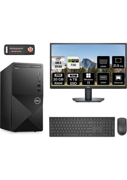 Vostro 3020 Intel Core I5 13400 20GB 4tb SSD GT730/4GB 21.5" Fhd Monitör W11H N2050VDT3020MTU Masaüstü Bilgisayar & Per4 USB Bellek N2050VDT3020MTUMNT2370