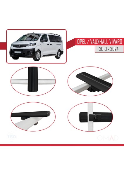 Opel / Vauxhall Vivaro 2019 ve Sonrası ile Uyumlu Basıc Model Ara Atkı Tavan Barı Siyah 3 Adet fırsatları