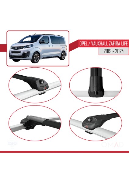 Opel / Vauxhall Zafira Life 2019 ve Sonrası ile Uyumlu Ace-1 Ara Atkı Tavan Barı Siyah 4 Adet Bar fırsatları