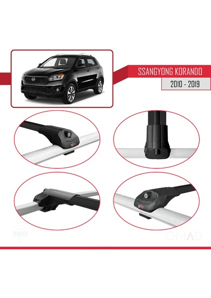 Ssangyong Korando (C) 2010-2019 Arası ile Uyumlu Ace-1 Ara Atkı Tavan Barı Siyah fırsatları