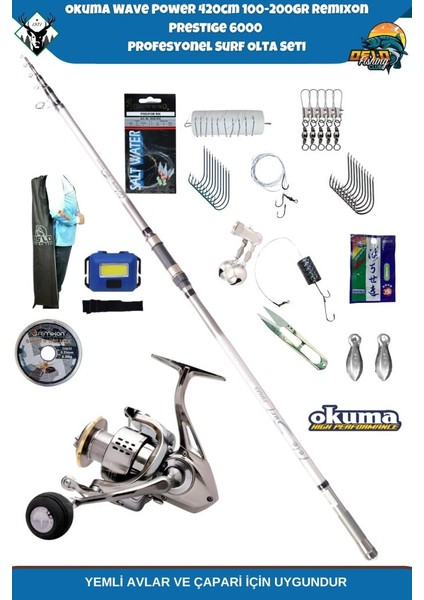 Wave Power 420CM 100-200GR Remixon Prestige 6000 profesyonel Surf Olta Seti