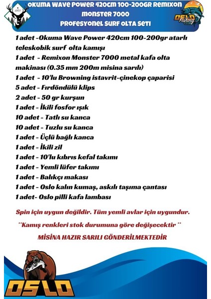 Wave Power 420CM 100-200GR Remixon Monster 7000 Profesyonel Surf Olta Seti fiyatları