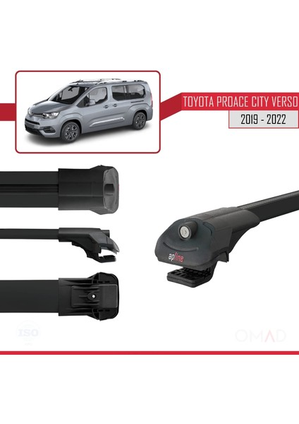 Toyota Proace City Verso 2019-2022 Arası ile Uyumlu Ace-1 Ara Atkı Tavan Barı Siyah