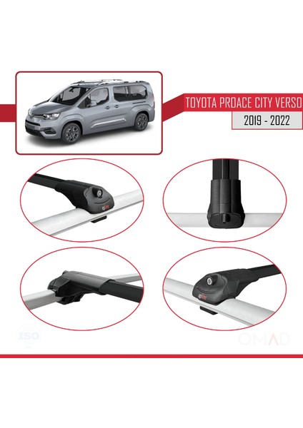 Toyota Proace City Verso 2019-2022 Arası ile Uyumlu Ace-1 Ara Atkı Tavan Barı Siyah