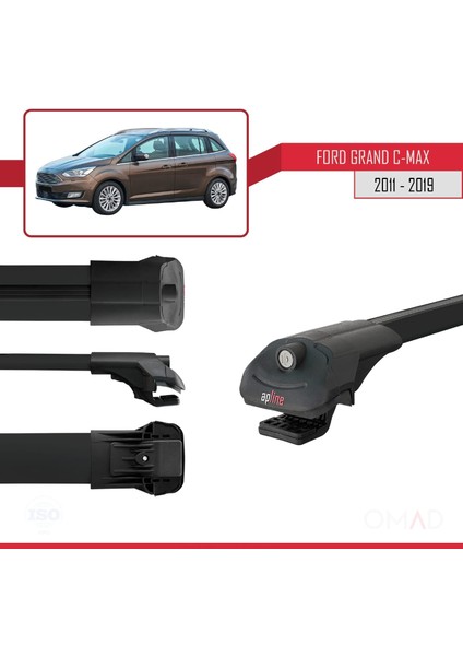 Ford Grand C-Max 2011-2019 Arası ile Uyumlu Ace-1 Ara Atkı Tavan Barı Siyah