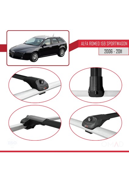 Alfa Romeo 159 Sportwagon 2006-2011 Arası ile Uyumlu Ace-1 Ara Atkı Tavan Barı Siyah fırsatları