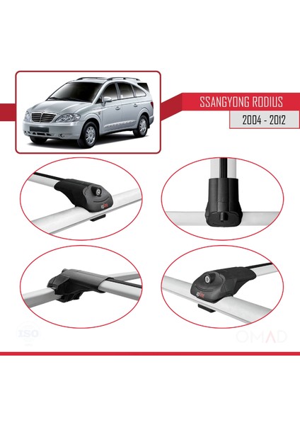 Ssangyong Rodius 2004-2012 Arası ile Uyumlu Ace-1 Ara Atkı Tavan Barı Gri fırsatları