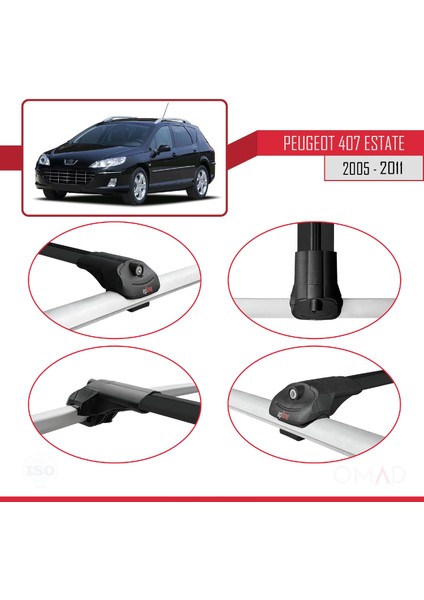 Peugeot 407 Sw 2005-2011 Arası ile Uyumlu Ace-1 Ara Atkı Tavan Barı Siyah