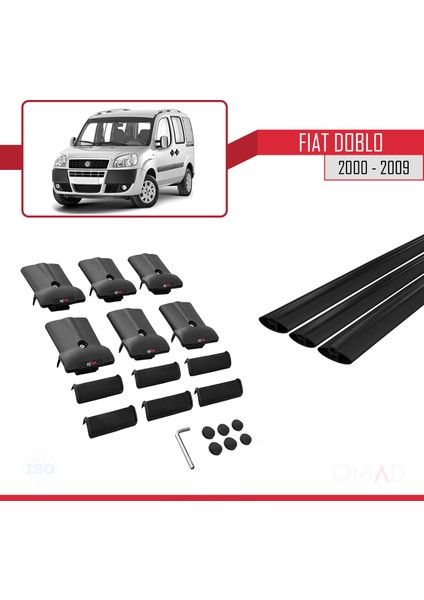 Fiat Doblo 2000-2009 Arası ile Uyumlu Fly Model Ara Atkı Tavan Barı Siyah 3 Adet Bar indirimleri