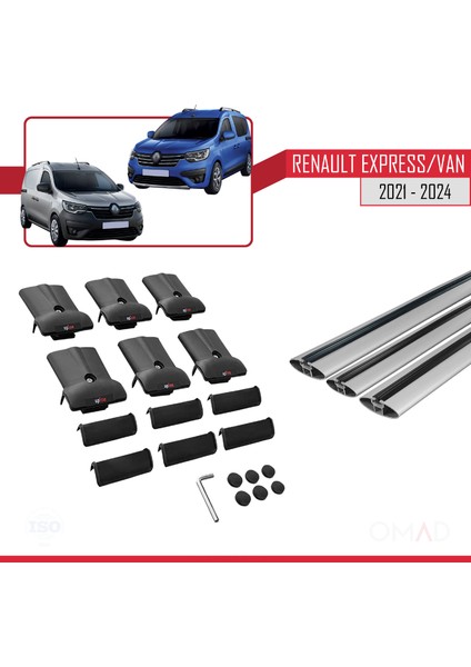 Renault Express 2021 ve Sonrası ile Uyumlu Fly Model Ara Atkı Tavan Barı Gri 3 Adet indirimleri