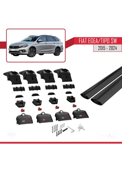 Fiat Egea/tipo Sw 2015 ve Sonrası ile Uyumlu Ace-2 Ara Atkı Tavan Barı Siyah