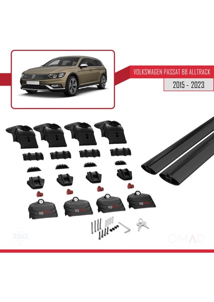 Volkswagen Passat Alltrack (B8) 2015-2023 Arası ile Uyumlu Ace-2 Ara Atkı Tavan Barı Siyah