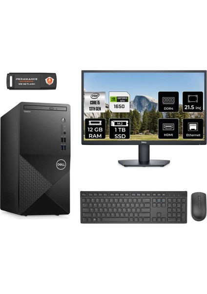 Vostro 3020 Intel Core I5 13400 12GB 1tb SSD GTX1650/4GB 21.5" Fhd Monitör Fdos N2054VDT3020MTU Masaüstü Bilgisayar & Per4 USB Bellek N2054VDT3020MTUMNT4308